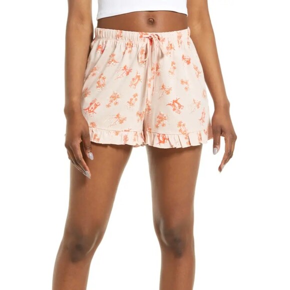 Abound Core Sleep Shorts Size L Ruffle Drawstring Pink Smoke Beachy Toss NWT B99 - Picture 1 of 6